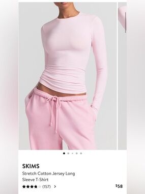 SKIMS Stretch Cotton Jersey Long Sleeve Tee